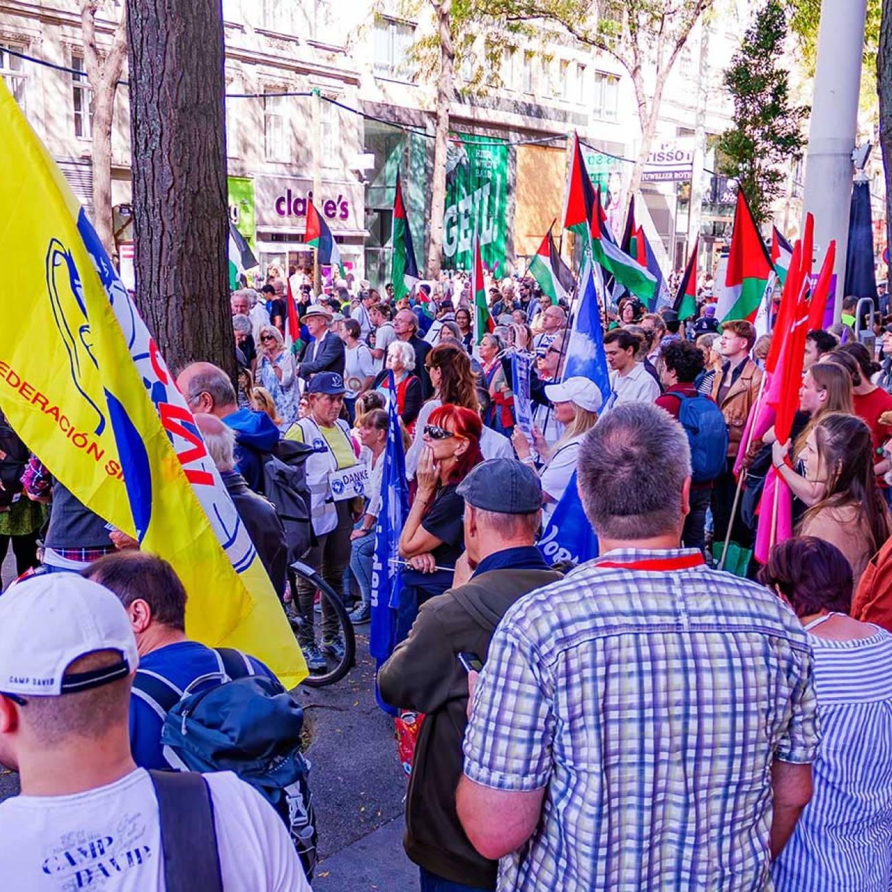 Die Teilnehmerinnen und Teilnehmer der Demo