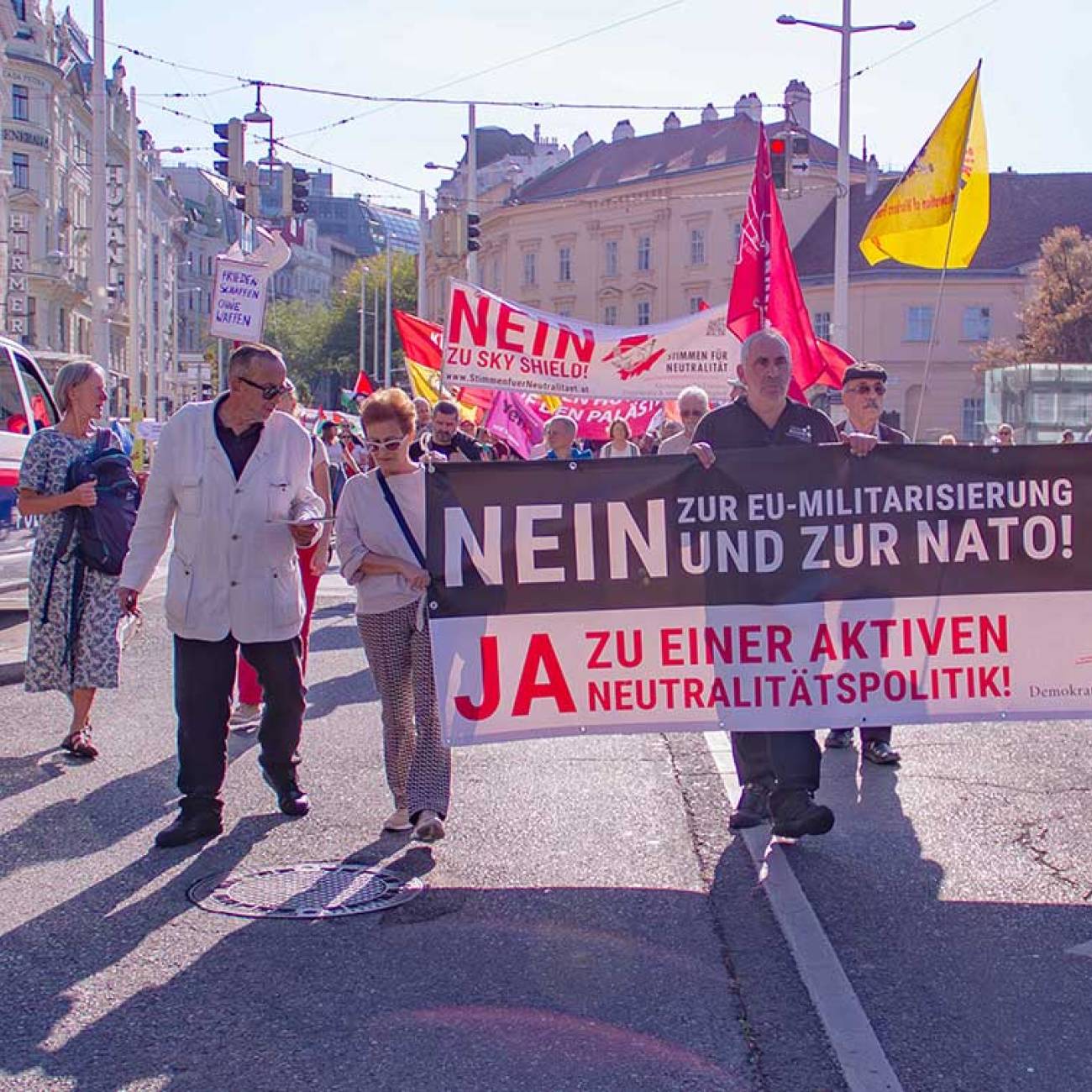 Die Teilnehmerinnen und Teilnehmer der Demo