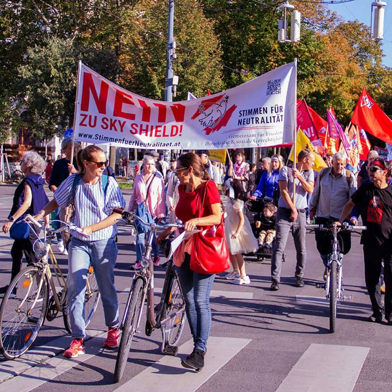 Die Teilnehmerinnen und Teilnehmer der Demo